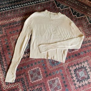 Cream ribbed crop sweater